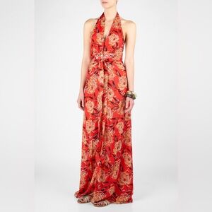 Winter Kate Red & White Ruffled Wrap Sundress missing 1 button at neck